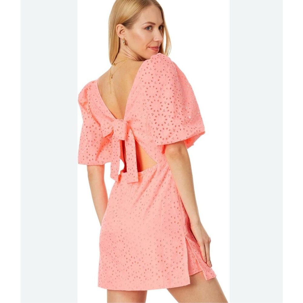 Lilly Pulitzer Coral Pink Eyelet Tie-Back Romper